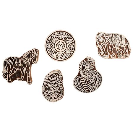 Set of 5 Piece New Mix Wooden Printing Block